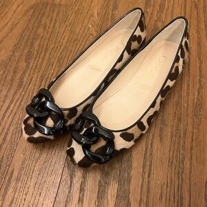 Joan & David Leopard Print Flats with Black Buckle